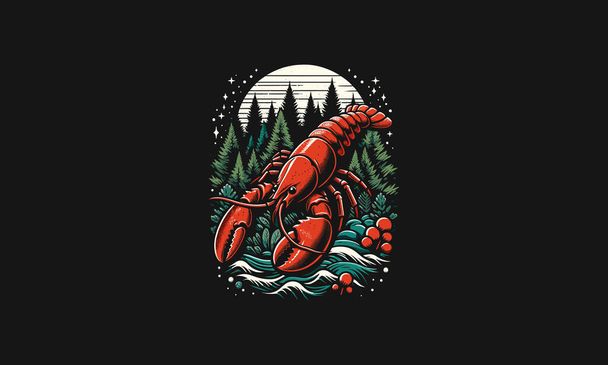 lobster on forest vector illustration design - Vector, Image