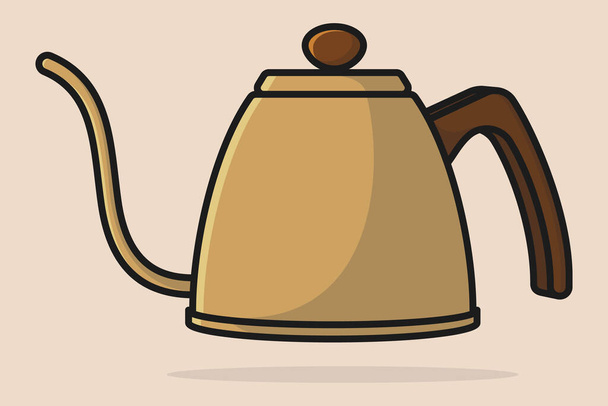 Metal Teapot vector illustration. Kitchen interior object icon concept. Breakfast Teapot with closed lid icon design with shadow. Clay teakettle vector design icon. - Vector, Image