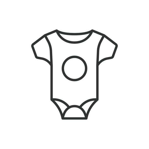 Baby onesie line design. Bodysuit, silhouette, toddler, kids, wear, icon vector illustration. Baby onesie editable stroke icon - Vector, Image