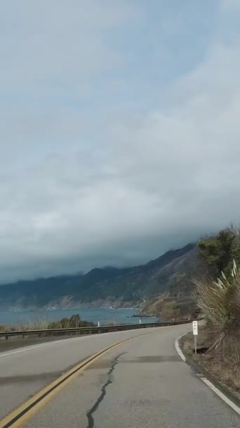Guida auto sulla Pacific Coast Highway. Big Sur, California. USA.. Video verticale - Filmati, video