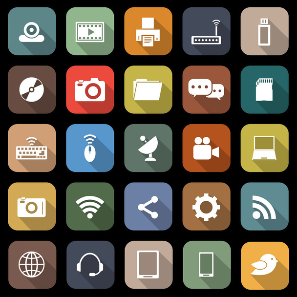 Hi-tech flat icons with long shadow - Vector, Image