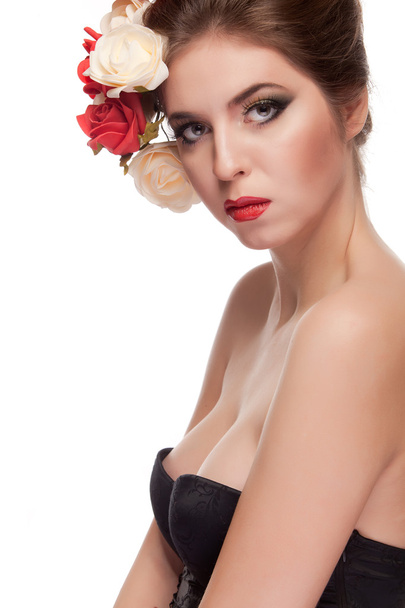 Sexy woman with flowers in her head - Фото, зображення