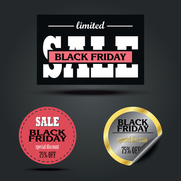 Conjunto de Black Friday venda vetor autocolantes design
 - Vetor, Imagem