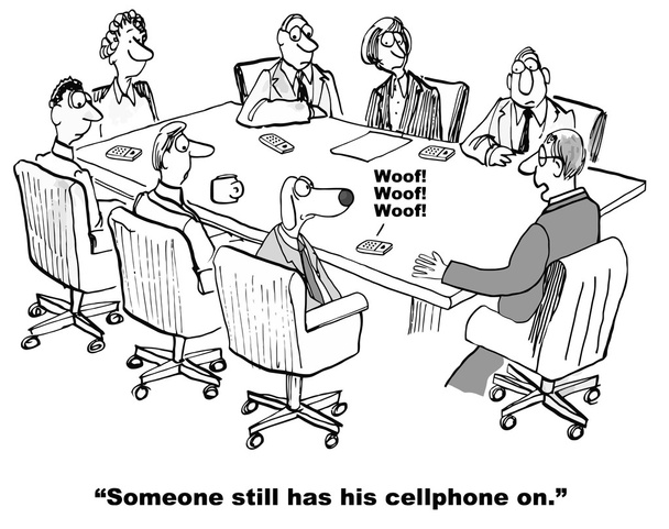 Sarjakuva matkapuhelin Keskeyttää liiketoiminnan kokous
 - Vektori, kuva