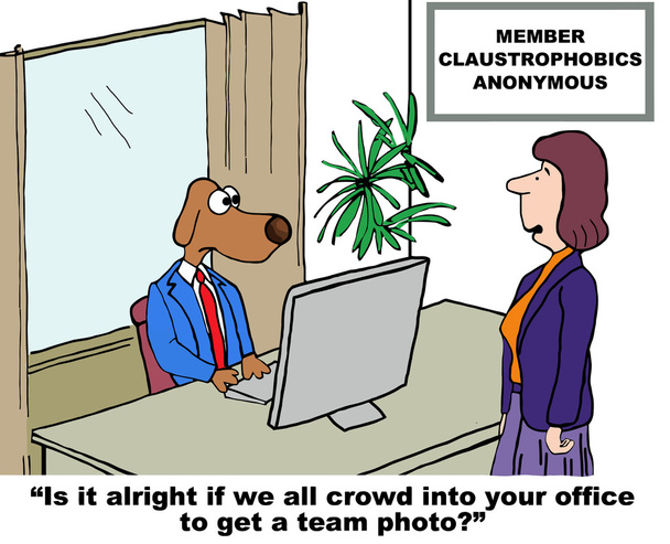 It is alright if we all crowd into your office - Vector, Image