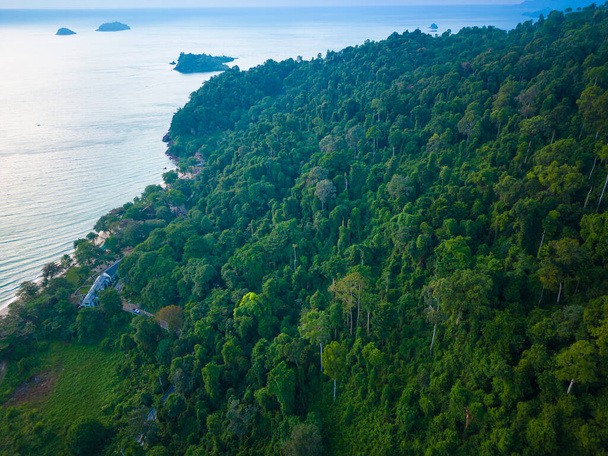 Antenni vihreä trooppinen metsä meren saarella hiilen kierrätys ekologia järjestelmä luonto maisema abckground - Valokuva, kuva