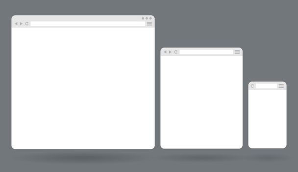 Плоские пустые окна браузера для различных устройств
 - Вектор,изображение