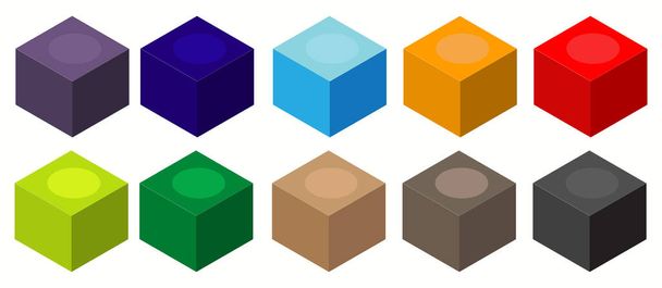 cubo en color set ilustración de arte sobre fondo blanco. vector - Vector, Imagen
