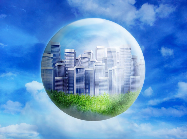 Городские здания в пузыре
 - Фото, изображение
