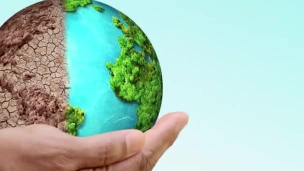 Dünya iklim değişikliği 3D konsepti. Küresel Isınma ve Kirlilik Konsepti - Çevrenin Sürdürülebilirliği. - Video, Çekim