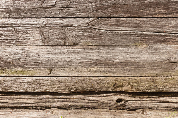 The wall of old wooden boards. Old wooden texture. Close-up, Background - Photo, Image