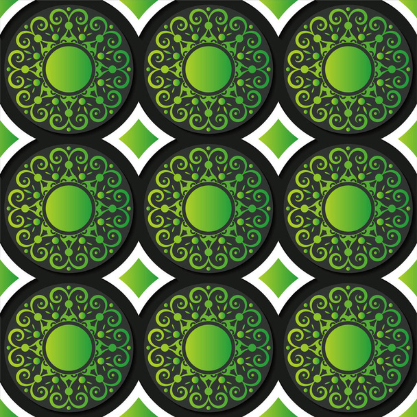 Grüner Kreis Rand Muster Hintergrund - Vektor, Bild