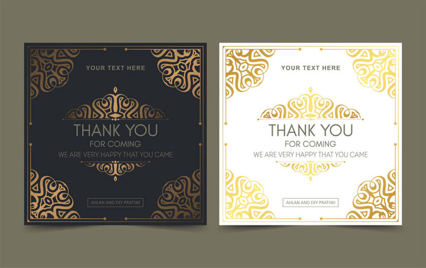 classic gold thank you wedding card - Vector, Image
