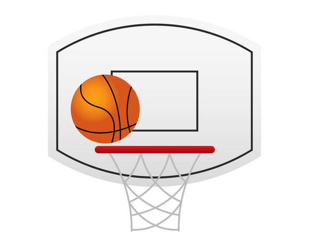 Basketbol potası ve top çizimi. Basket, oyun, spor, takım, mahkeme, yüksek vektör simgeleri fırlat   - Vektör, Görsel