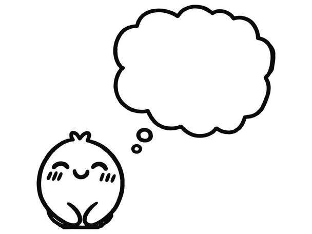 Dibujo en línea de una ilustración de un globo de habla con un personaje ficticio sonriendo. - Vector, Imagen
