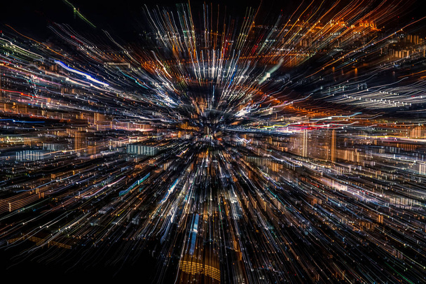 Şehir ışıklarının patlaması. Çekim yeri: Tokyo Büyükşehir Bölgesi - Fotoğraf, Görsel
