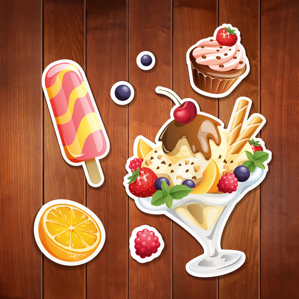 Summer food icons. - Vector, imagen