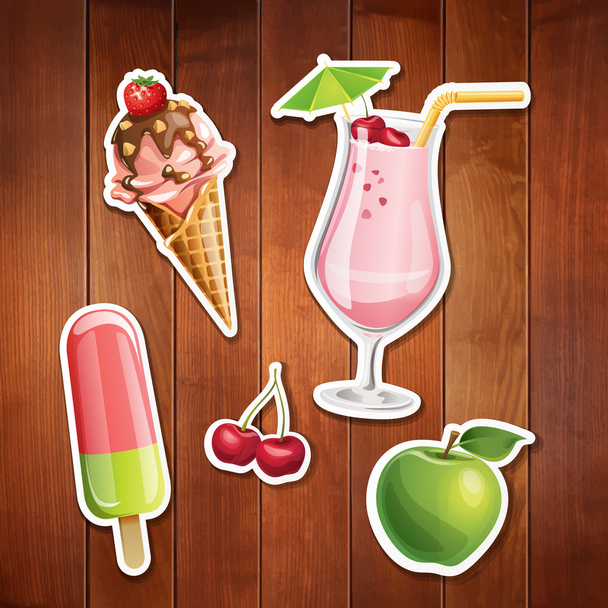 Summer food icons. - Vector, imagen