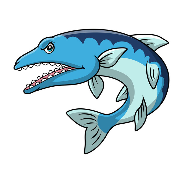 Ilustração vetorial de desenhos animados bonito peixe barracuda em um fundo branco - Vetor, Imagem
