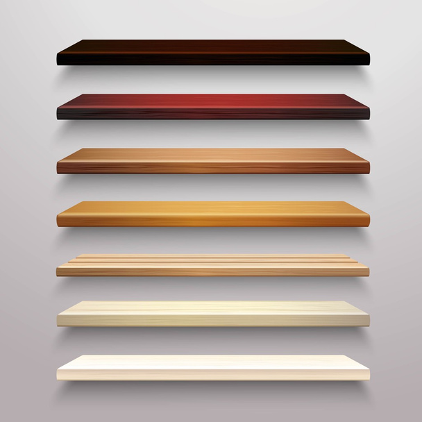 Wooden Shelves Set - Vector, Imagen