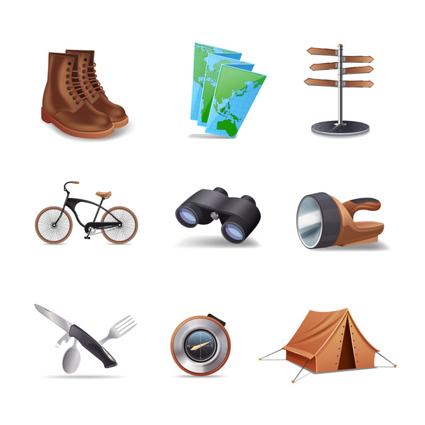 Hike Icons Set - Vector, Image