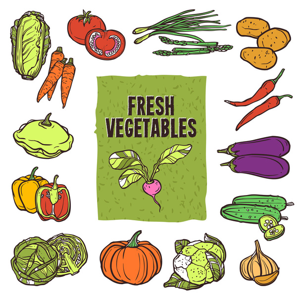 Vegetable Sketch Set - Vecteur, image