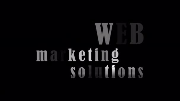 4K 3D Web Marketing Solution titre de texte argenté avec animation effet sur fond abstrait noir. Isolé en utilisant QuickTime Alpha Channel ProRes 4444  - Séquence, vidéo