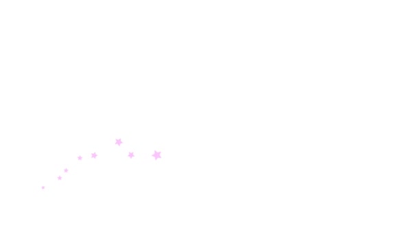 Geanimeerde roze sterren vliegen van links naar rechts. Een golf van vliegende sterren. Vector illustratie geïsoleerd op de witte achtergrond. - Video