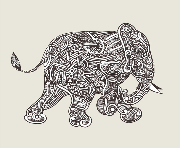  éléphants ethniques isolés dessinés à la main
 - Vecteur, image