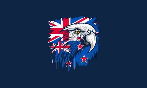 hlava papoušek s pozadí australské vlajky vektorové kresby - Vektor, obrázek