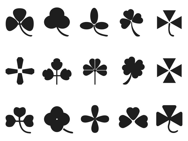 Clover leaf icons set - Vektör, Görsel