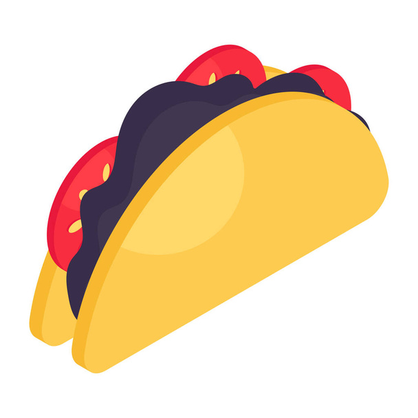 A mouth watering icon of taco  - Vector, afbeelding
