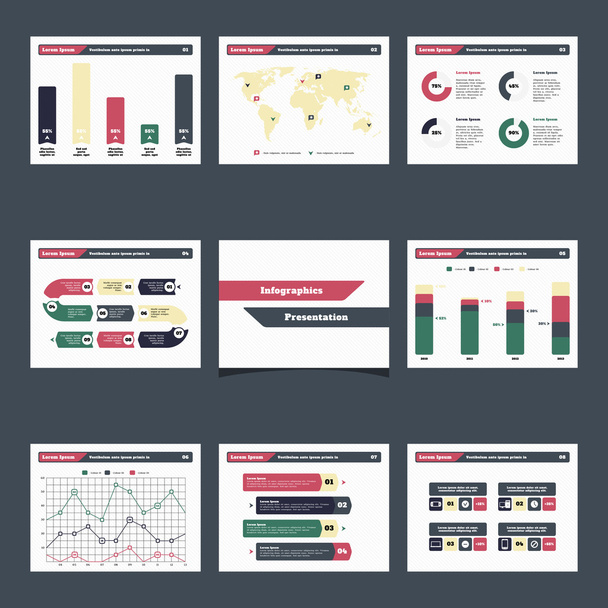 Slide set of Infographics - Vettoriali, immagini