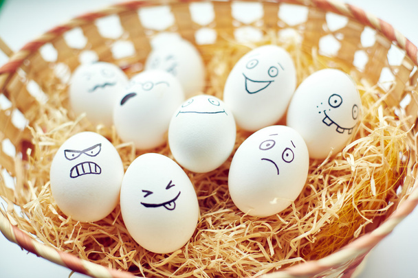 Basket with funny eggs - Photo, Image
