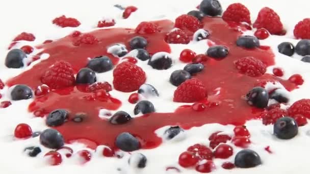 Jogurt z świeże jagody - Materiał filmowy, wideo