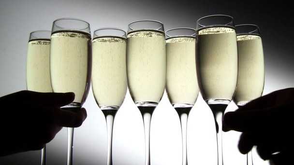 Several glasses of champagne - Footage, Video