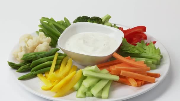 Raw vegetables with dip - Footage, Video
