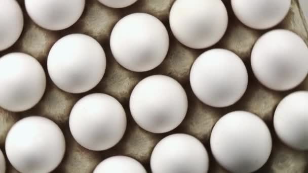 Witte eieren in een lade voor eieren - Video