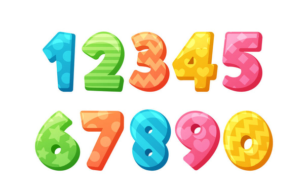 Playful And Whimsical, Children Cartoon Vector Font Numbers Feature Vibrant Colors, Rounded Edges, And A Lively Design, Creating A Delightful And Engaging Visual Experience For Young Audiences - Vector, Image