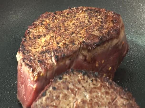 Searing fillet steaks - Footage, Video
