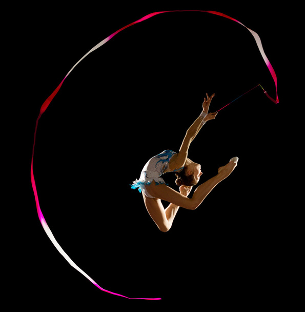 Young girl engaged art gymnastic - Foto, Imagem