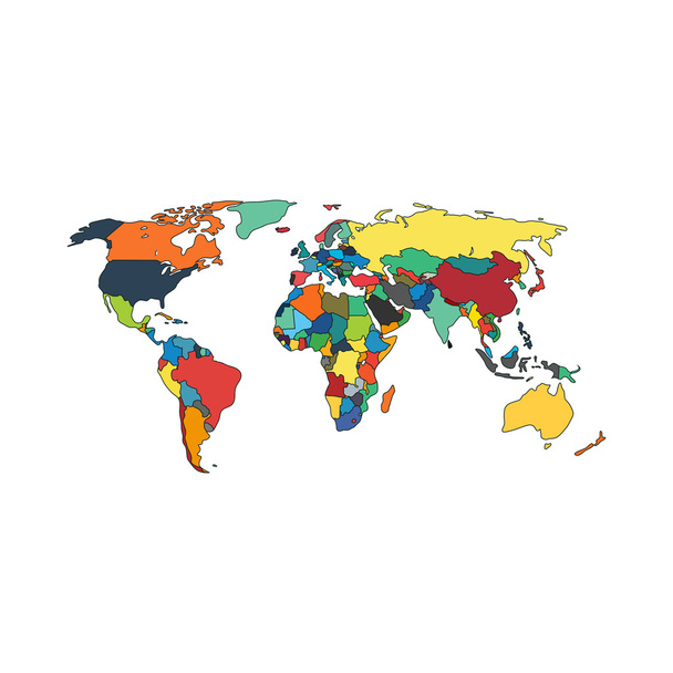 Политическая карта мира
 - Вектор,изображение