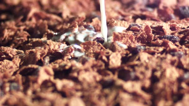 Milch auf Cornflakes gießen - Filmmaterial, Video