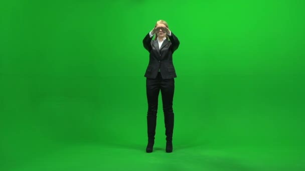 Touchscreen gestures of young businesswoman - Footage, Video