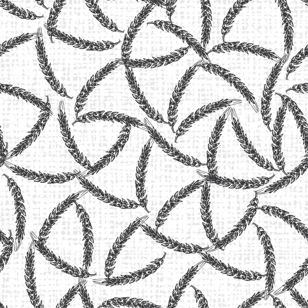 Vector blanco elegante garabato de trigo disperso patrón 07 con fondo de lona. Adecuado para textiles, diseño de menú de café y papel pintado. Diseño del patrón de superficie. - Vector, imagen