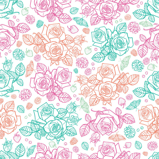 Vector white roses and berries seamless pattern. Perfect for fabric, scrapbooking and wallpaper projects. Surface pattern design. - Vector, Image