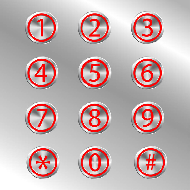 Keyboard smartphone number. Metal buttons. - Vector, afbeelding