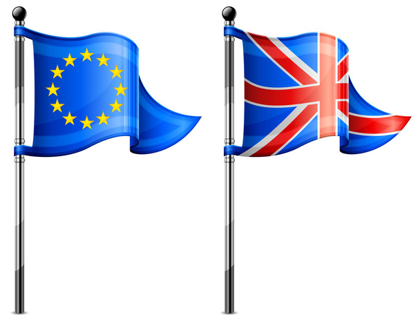 Euro & Britain flags - Vector, imagen