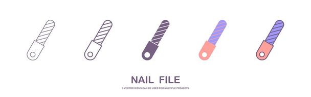 Icono de lima de uñas, amoladora de bordes de uñas, formador, ilustración de arte vectorial madre. 5 estilos diferentes - Vector, imagen