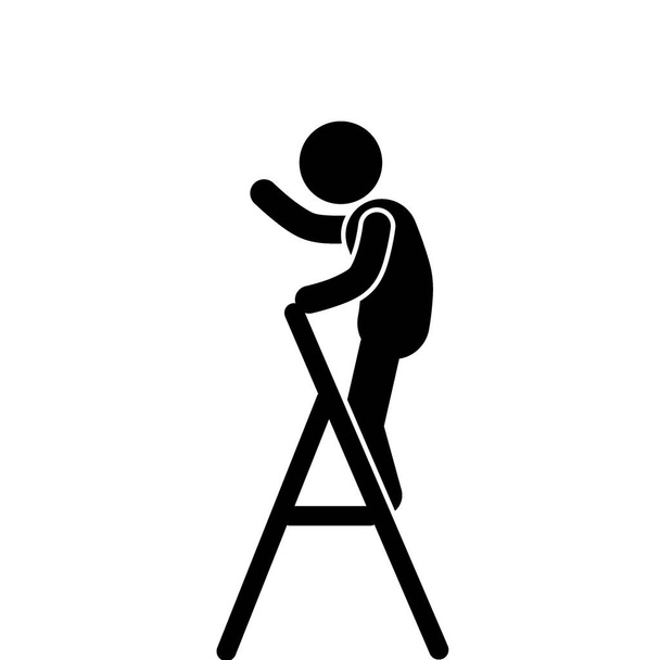 Vektor-Illustration eines Mannes auf einer Leiter - Vektor, Bild